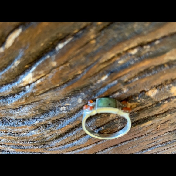 Jadeite and carnelian set in sterling silver. - Picture 4 of 5